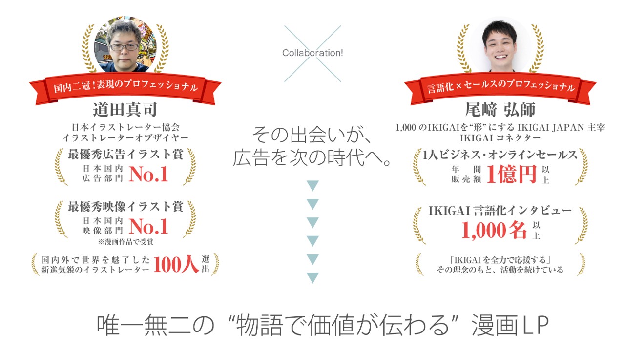 道田真司と尾﨑弘師が共同制作する、物語で価値が伝わる漫画LP